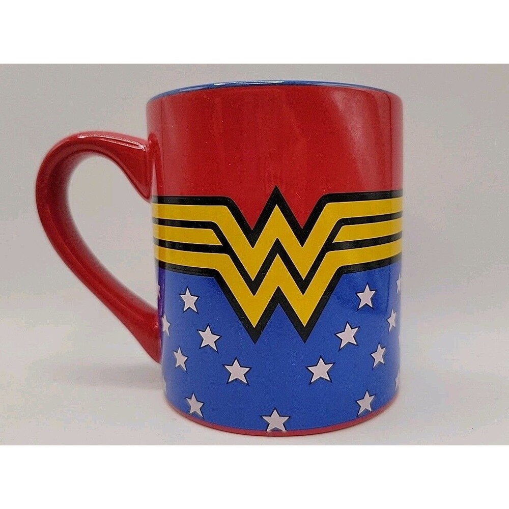 Wonder Woman Logo DC Comics Coffee Mug 14 oz Ceramic Cup Red Blue Mother's Day!